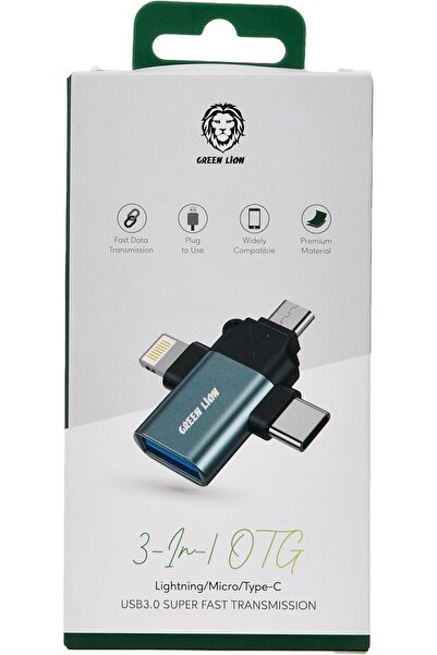 Green Lion 3 in 1 OTG (Lightning/Micro/Type-C) - Grey