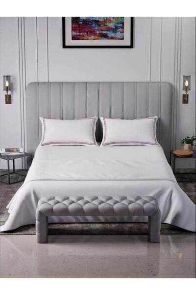 MULBERRY LIVING 100% Cotton - 400Tc Sovereign Whites Queen Size Flat Bedsheet...