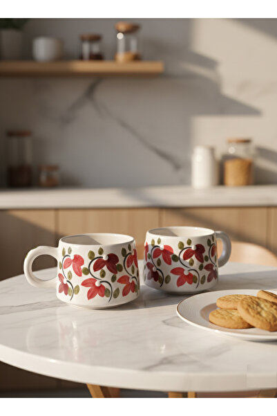 RGS HOMELİFE طقم أكواب سيراميك مصنوع يدويًا مكون من قطعتين، طقم أكواب سيراميك...