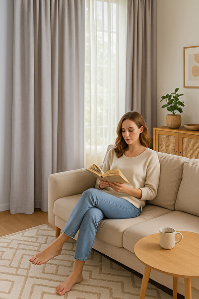 QUBA DECO ستارة خلفية معتمة من الإيفا بملمس الكتان، مقاومة للضوء، لغرفة النوم...