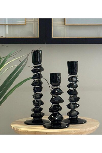 zepce design 3'lü Siyah Şamdan