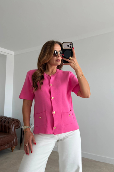 Purple by Banu PEMBE Gold Düğme Detay Triko