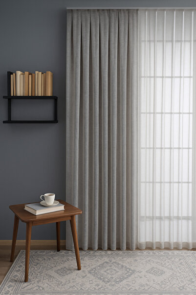 QUBA DECO Premium Seri Yoğun Dokulu Pileli Tül Perde Salon Oturma Odası Yatak...