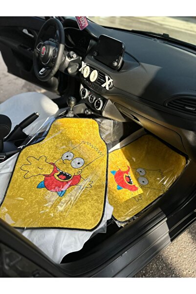 CAROTE Simp sarı dekor baskılı oto halı paspas takımı (koruma ambalajlı) ön a...