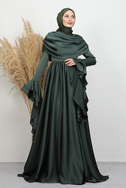 GİYZAMİLA Rochie de seară din satin Rozalin, kaki