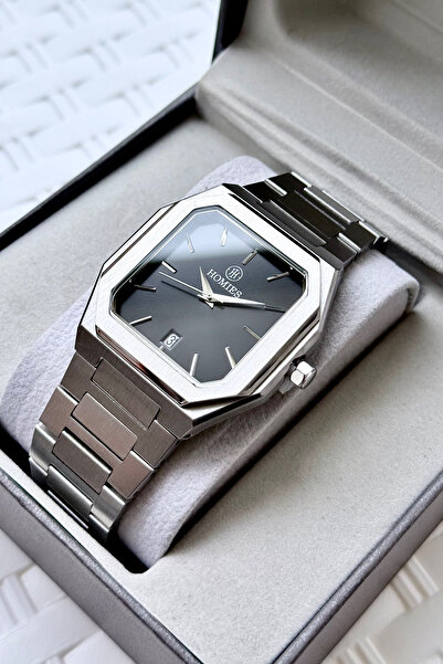 Homies Men's Wristwatch Silver Color Steel Band 2 Years Warranty Gift Box and...