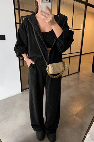 Safgiyim44 Black 3-Piece Velvet Set