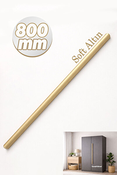 Badem10 VENTO Soft Altın Düz Çekmece Kulp 800 mm Uzun Metal Dolap Gardırop Mu...