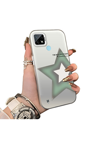 ucuc حافظة متوافقة مع هاتف Realme C21 بنمط نجمة وسطح لامع غير لامع وحماية من ...