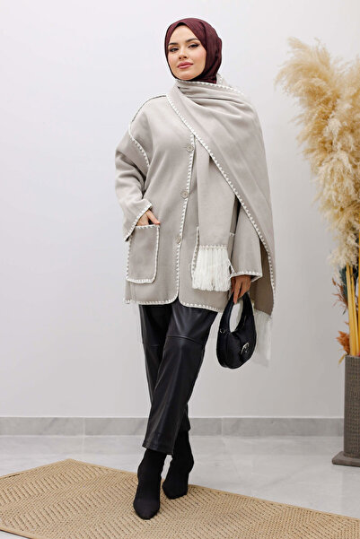 Tesettür Dünyası Scarf Coat Tsd260106 Gray