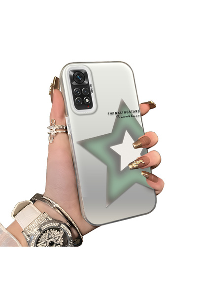 ucuc Xiaomi Redmi Note 12S Uyumlu Yıldız Desenli Mat Parlak Yüzey Darbe Korum...