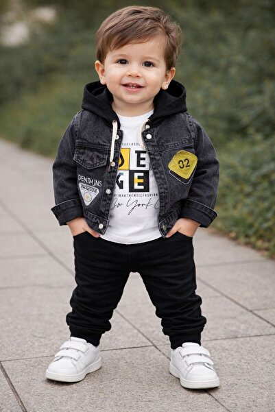 gül garden Baby Boy Denim Jacket 2-Thread Tracksuit Sweet