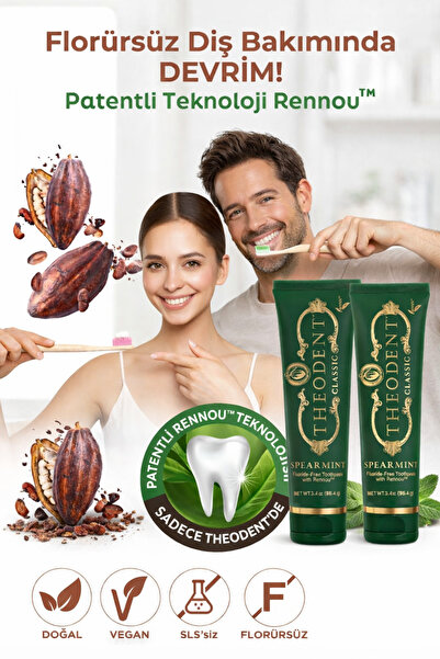 Theodent معجون أسنان كلاسيكي بنكهة النعناع الحلو، مجموعة من قطعتين، نباتي وخا...