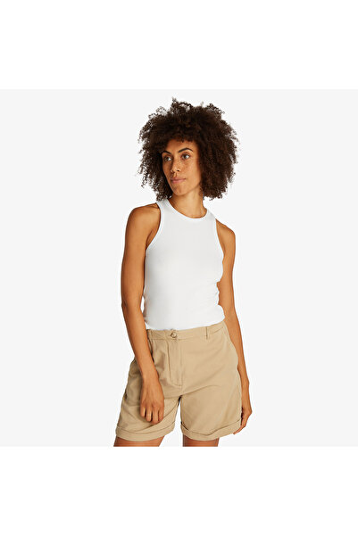Tommy Hilfiger Slim 5X2 Rib Tank Kadın Beyaz T-Shirt
