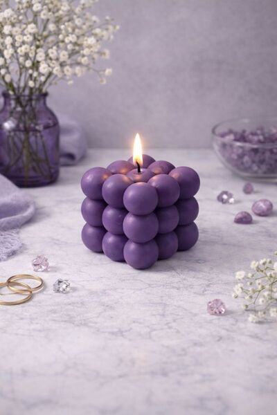 Flow Home Dekoratif Lüks Soya Mum, El Yapımı Doğal Mum, Uzun Yanma Süreli Şık...