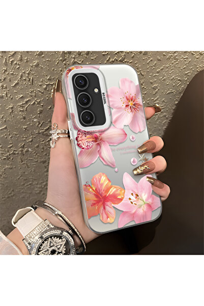 ucuc حافظة فضية اللون متوافقة مع هاتف سامسونج جالاكسي S24 بلس، ذات نمط زهور و...