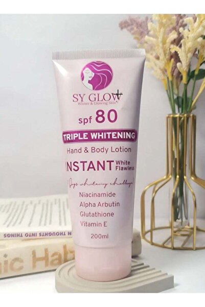 Sy Glow لوشن تبييض ثلاثي لليدين والجسم مع عامل حماية من الشمس 80 - 200 مل