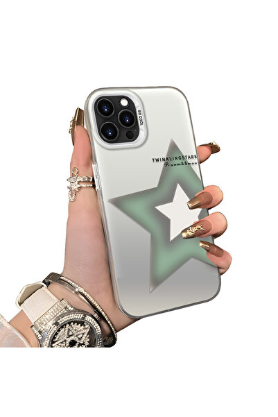 ucuc حافظة متوافقة مع هاتف iPhone 15 Pro Max بنمط نجمة وسطح لامع غير لامع وحم...