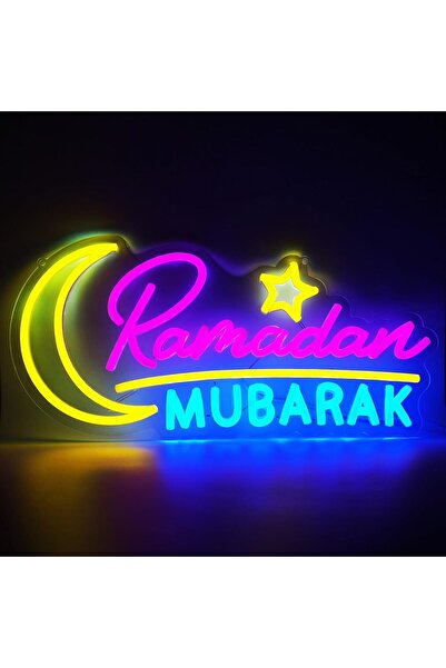 Slasa لافتة نيون LED لرمضان – مصباح جداري 40×20 سم لتزيين المنزل وحفلات العيد