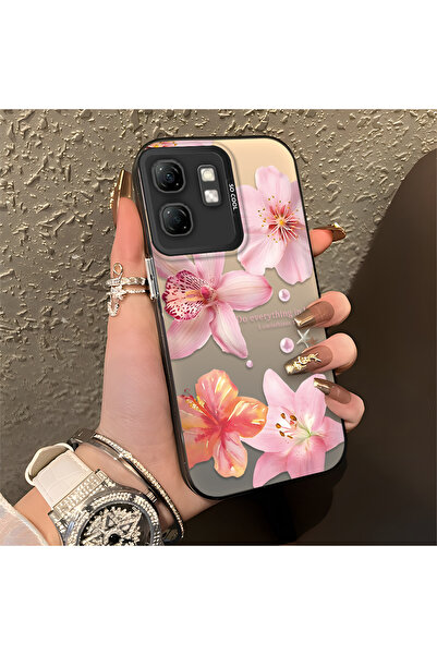 ucuc حافظة ملونة فضية اللون متوافقة مع هاتف Infinix Smart 9 ذات نمط زهور وسطح...