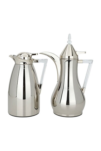 AZOZ MERCHLY Thermos Set, 1/1 Liter, 2 Pieces, Inner Glass Container, Pressur...