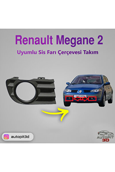 AutoPit 3D Renault Megane 2 Uyumlu Sis Farı Çerçevesi Takım
