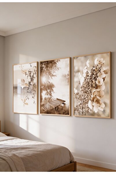 bestablo Σετ Ξύλινων Πίνακων 3 τεμαχίων με κορνίζα |   Διακόσμηση τοίχου με φ...