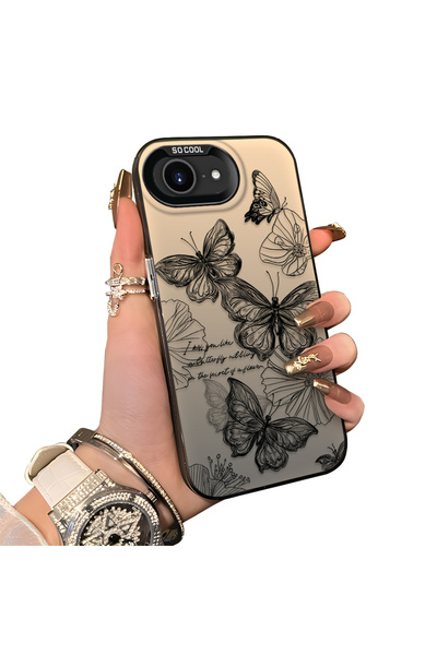 ucuc iPhone 16E/17E Uyumlu Sert Akrilik Arka Silikon Kenar Lens Koruma Kılıf