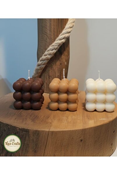 Han Crafts 3’lü Kahverengi Bubble Mum Seti Kokulu – Dekoratif El Yapımı