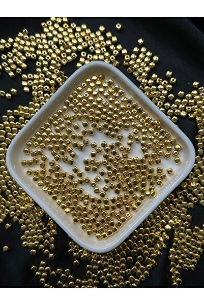 Bijumix Aksesuar 200 Adet Altın Sarı Küp Boncuk – Gold Dore Ara Aparat Takı v...