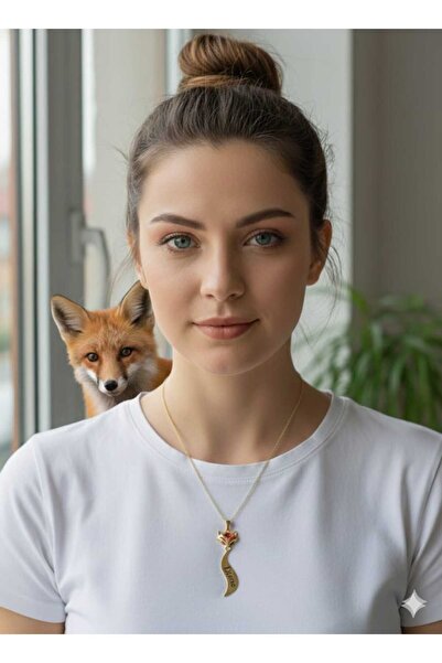 Flamingo 925 Ayar Tilki Kolye Kişiye Özel Kolye Doğum Taşlı Opal Tilki Kolye....