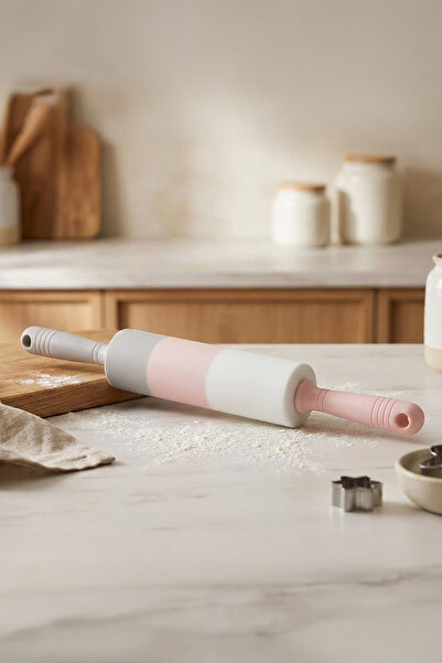 Vadi Pastel Büyük Boy Yapışmaz Silikon Merdane Hamur Açma Oklavası