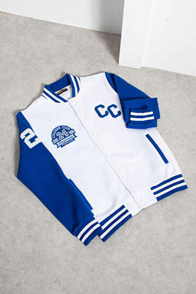 grand coco سترة رجالية من 3 خيوط طراز مبطن بالصوف باللون الأبيض والأزرق