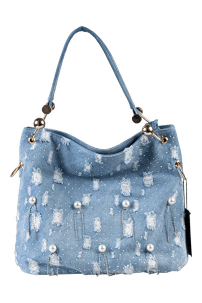 Guja C1086 Γυναικεία τσάντα ώμου Premium Denim με πέτρες