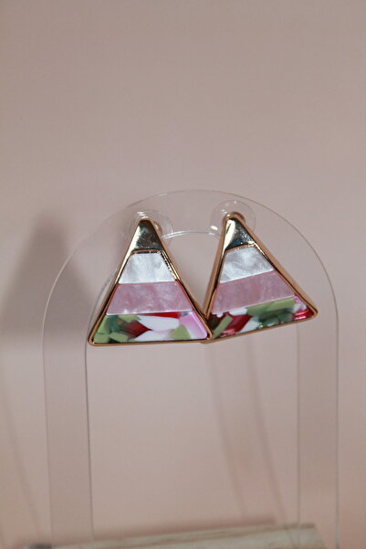 Luvix Design Colorful Triangle Shape Gold Detailed Earrings
