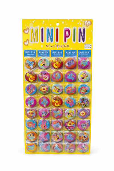 OEM Set of 40 round badges 3 cm with cheerful characters, display 13x38 cm