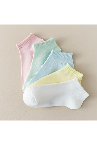 vast çorap 5-Piece Colorful Cotton Women's Booties Socks (5 Pairs)