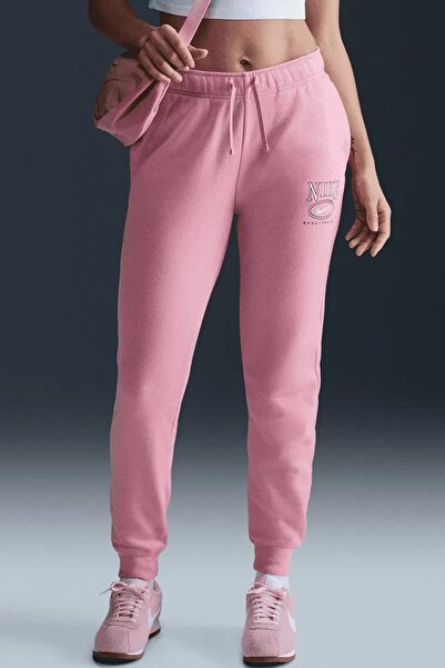 Nike Sportswear Club Fleece Mid Rise Graphic Trousers Women's Sweatpants Pink