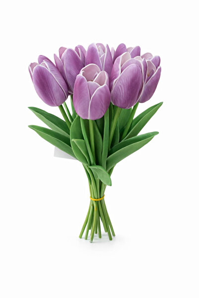 OEM Set de 10 lalele artificiale elegante mov, cu fir individual, moi la atin...