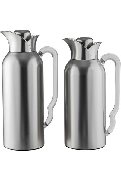 Generic طقم ترمس طويق من معرض السيف، قطعتان، 0.7/1 لتر، مادة داخلية زجاجية، م...