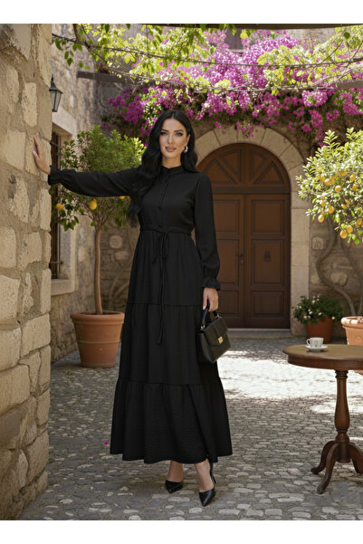 ISTANBUL STYLES Аура Елегантна рокля с висока яка - Черна