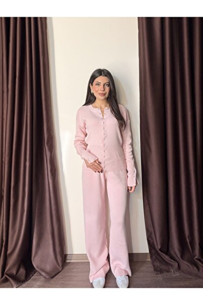 LOISY Women's Waist Detailed Snap Fastener Knitwear Set