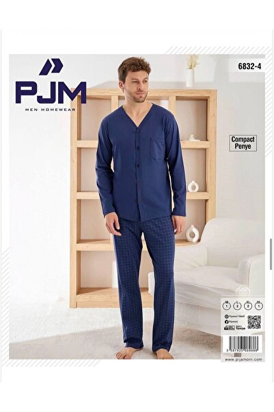 PJM Men's Buttoned Compact Combed Cotton Long Sleeve Pajama Set