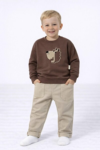 dinamik çocuk Hanorac cu broderie de urs pentru băiat tricou + 2 fire M de tr...