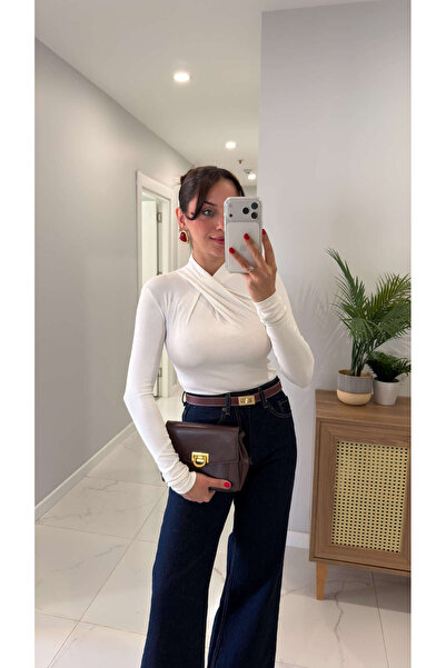 BİRCANÇİL Zr Dersa Ecru Draped Blouse