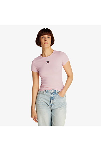 Tommy Hilfiger Tommy Jeans Slim Badge Rib Kadın Pembe T-Shirt
