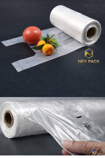 nex pack Rulo Poşet Orta Boy 200'lü Market Manav Poşeti Şeffaf Renk Meyve Seb...