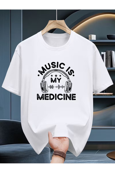 İSMTEXS Tricou unisex cu mânecă scurtă, cu imprimeu text Sport Style Music Is...