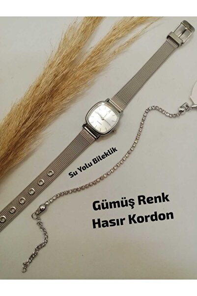 Brality تصميم عصري كلاسيكي - حبل شبكي فضي اللون - علبة فضية اللون - ساعة يد ن...