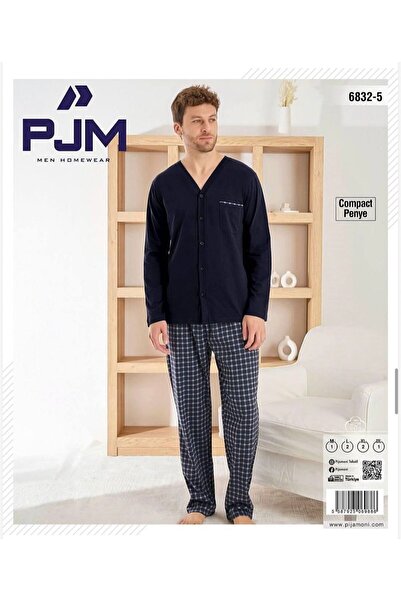 PJM Men's Buttoned Compact Combed Cotton Long Sleeve Pajama Set